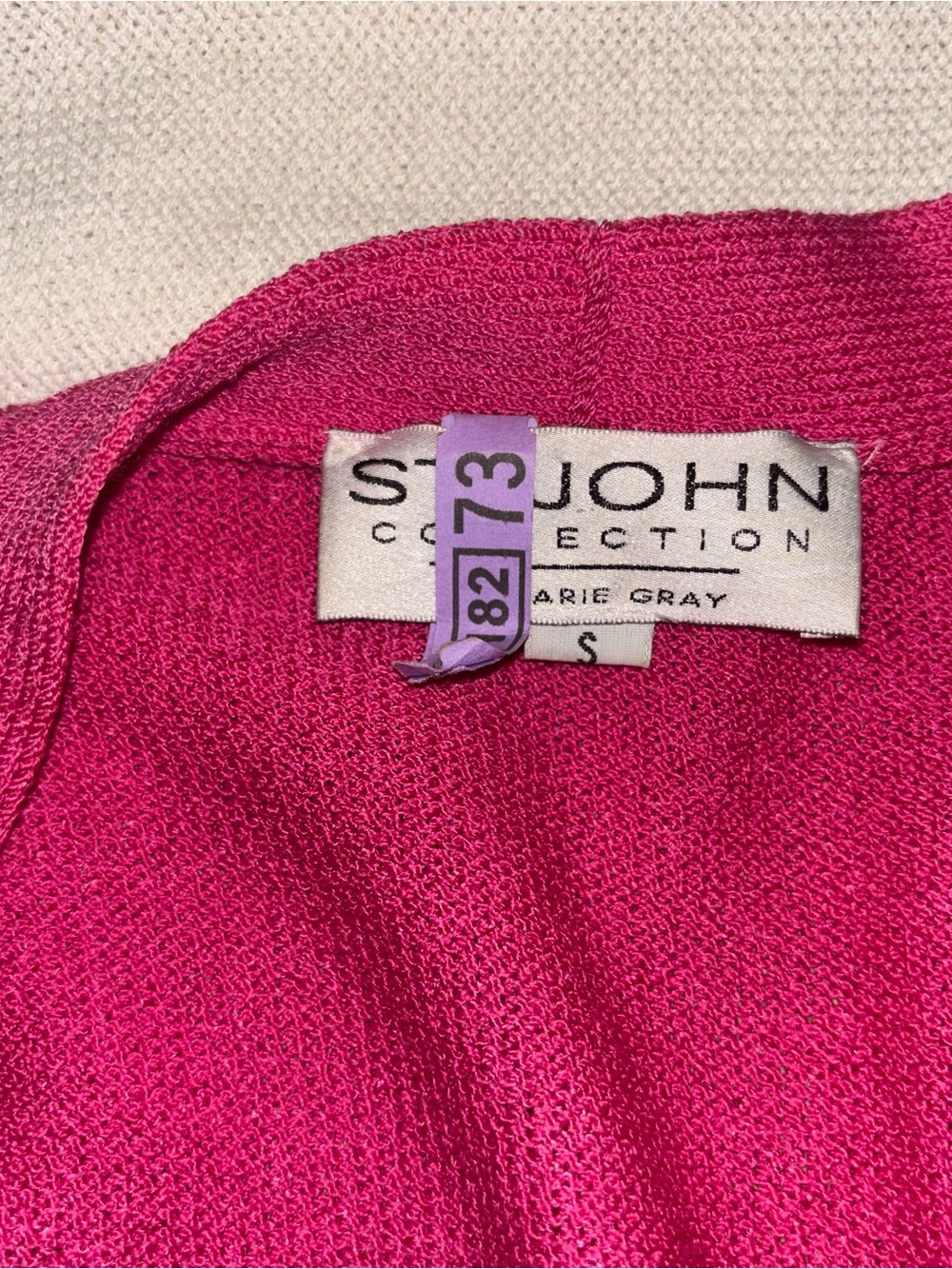 Vintage St. John Collection Fuchsia Pink and white Knit Dress & Cardigan Set - Picture 5 of 11